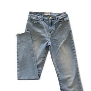 Frame Denim Le High Skinny Light Wash Blue Distressed Skinny Leg Jeans Size 28